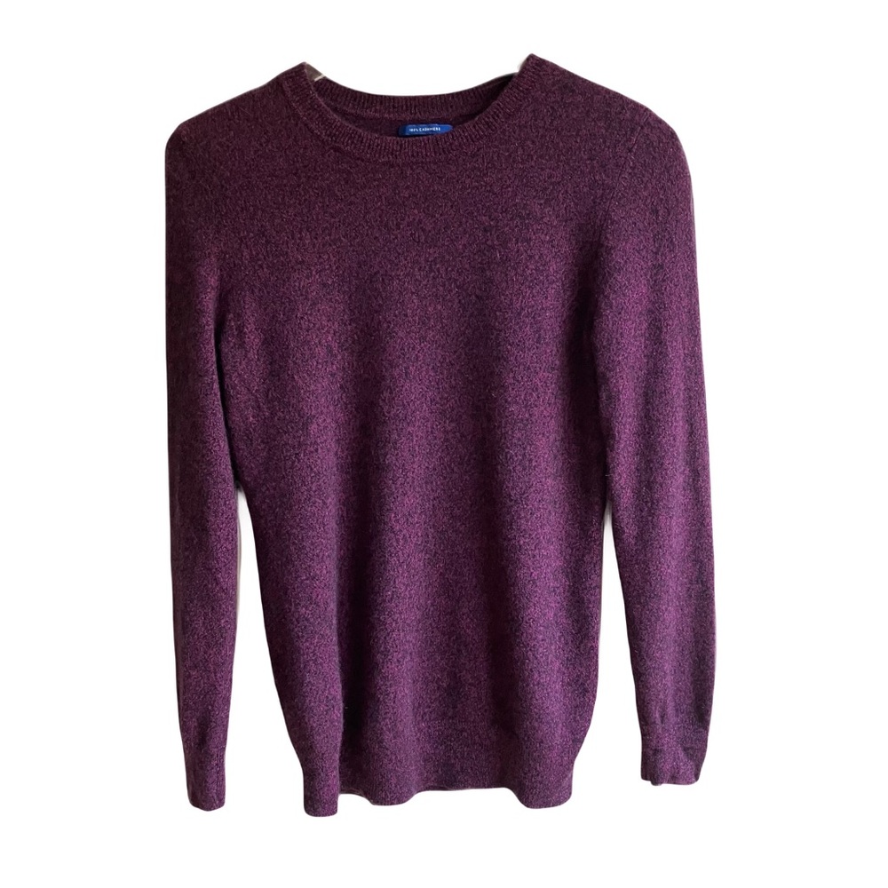 Apt. 9 100% Cashmere Crewneck Sweater Size M Plum Marled Purple Knit Cozy Jumper